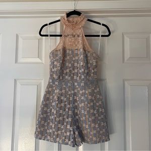 Baby blue and nude romper